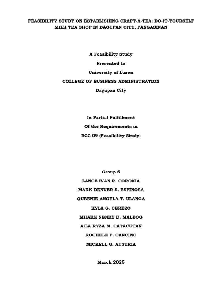 DIY Milk Tea Shop Feasibility Study | PDF | Drink | Marketing