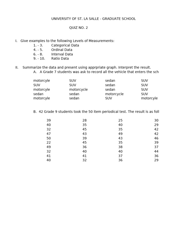 QUIZ 2 Statistics | PDF
