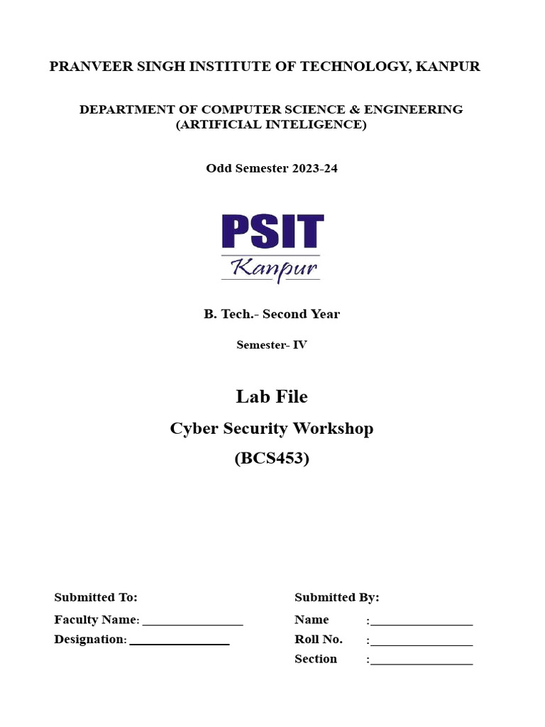 Cyber Ecurity Lab File | PDF