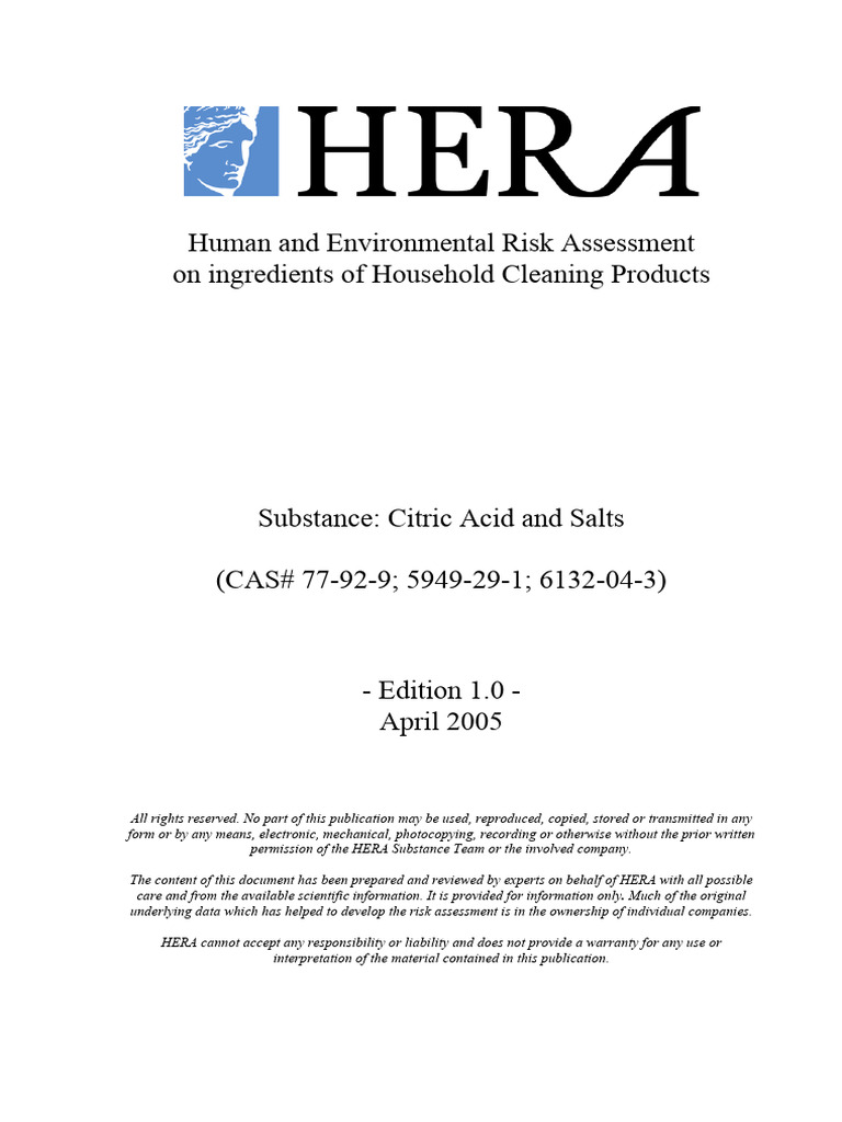 Household Cleaning Product Risk Assessment | PDF | Acid | Chemistry