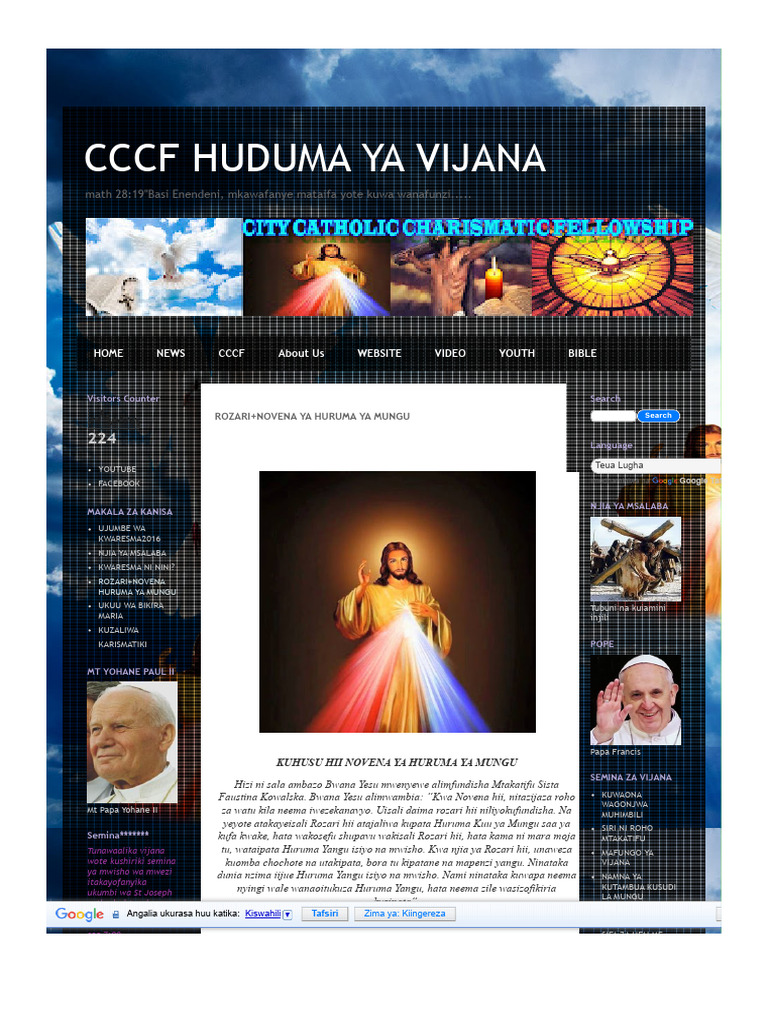 CCCF Huduma Ya Vijana - Rozari+Novena Ya Huruma Ya Mungu | PDF