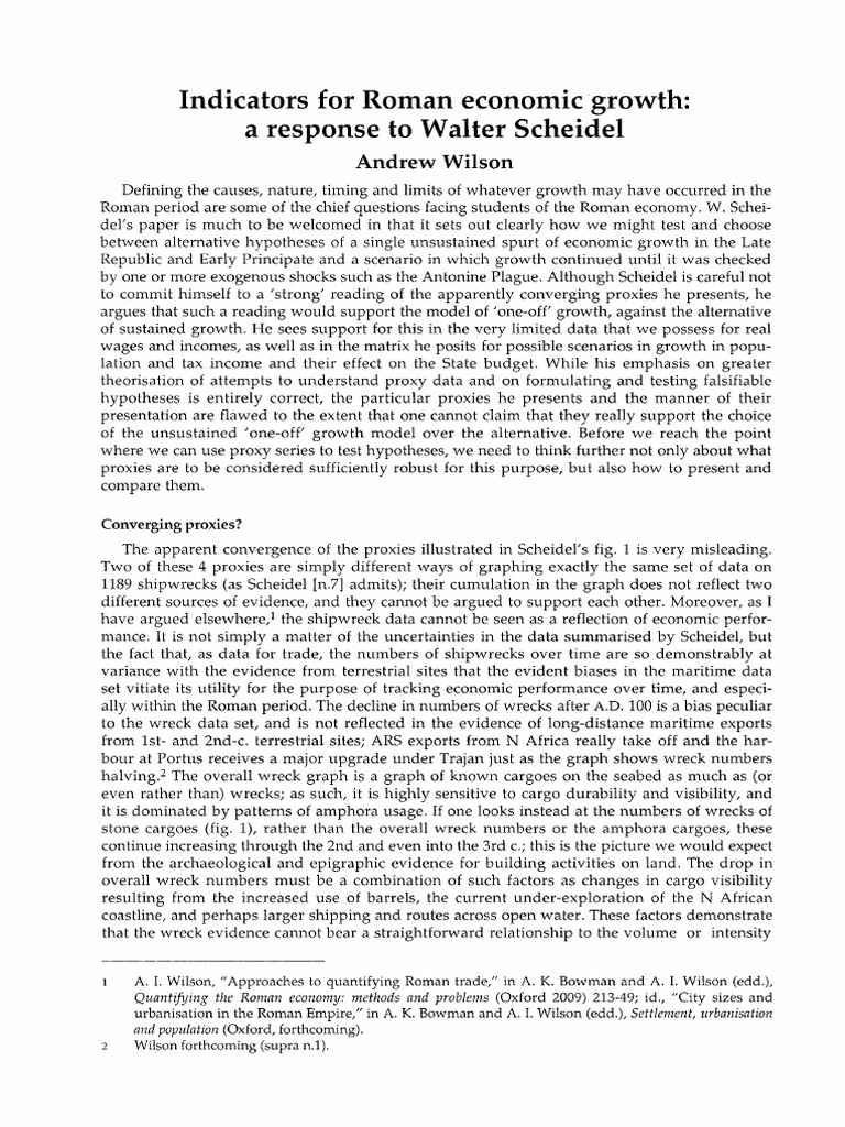 Wilson - Indicators For Roman Economic Growth A Response To Walter ...