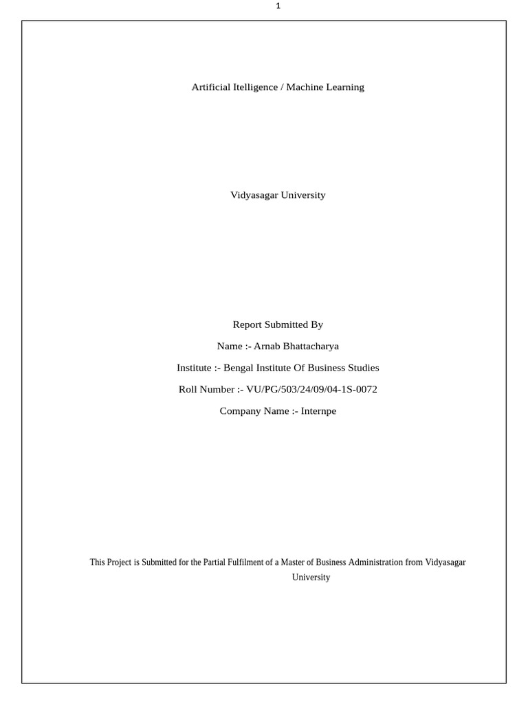 AI/ML Internship Report Overview | PDF | Machine Learning | Artificial ...