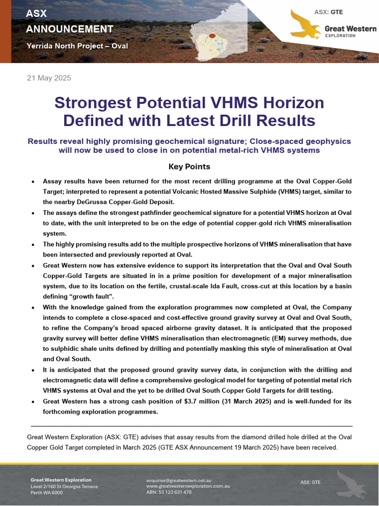 Promising VHMS Horizon at Oval Project | PDF | Geology | Rock (Geology)