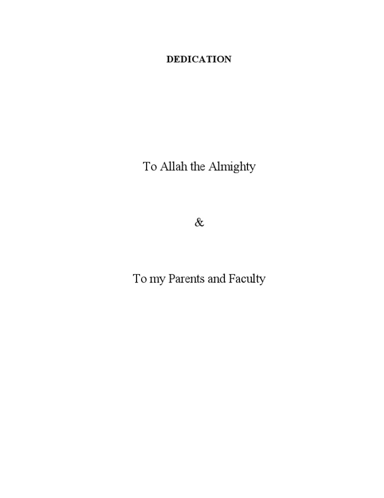 Dedication to Allah, Parents, and Faculty | PDF