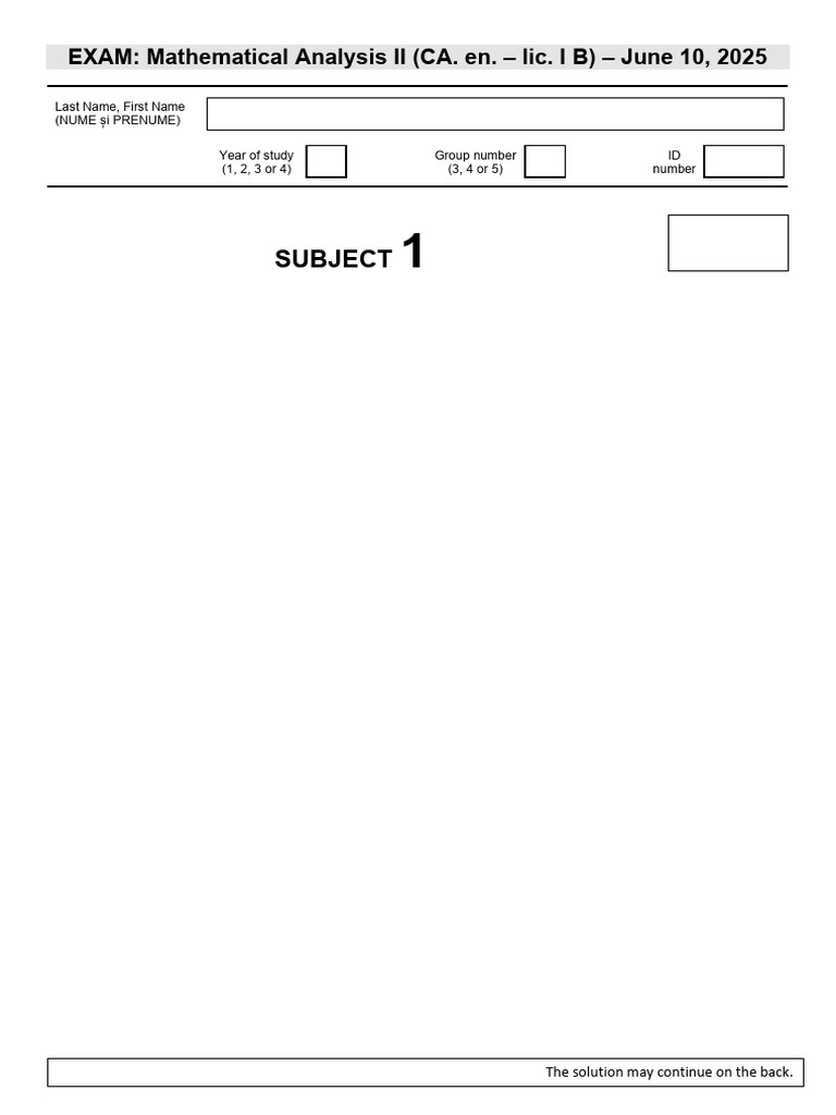 Ma2 2025 Exam 1 Paper | PDF