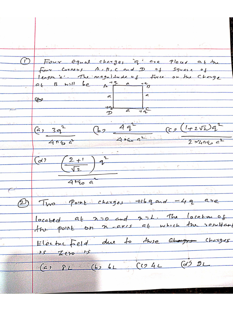 Electric Fields and Charges Questions From Sir | PDF
