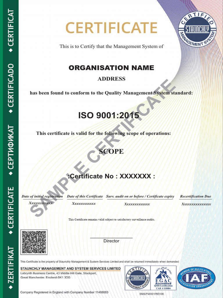 ISO 9001:2015 Certification Confirmation | PDF | International ...