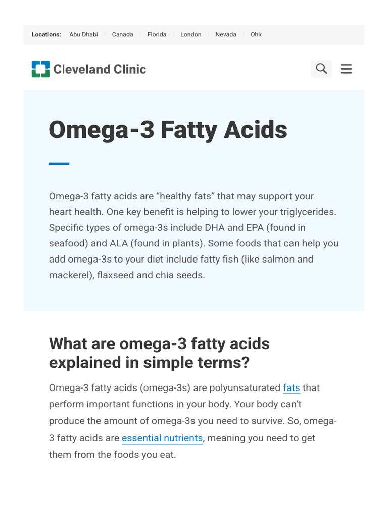 Omega-3 Fatty Acids and Health Benefits | PDF | Nutrients | Nutrition
