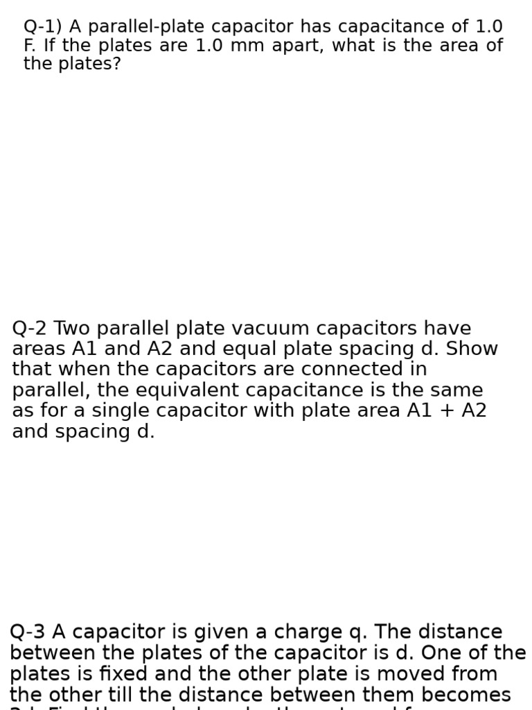 Capacitor Concepts and Calculations | PDF | Capacitor | Capacitance