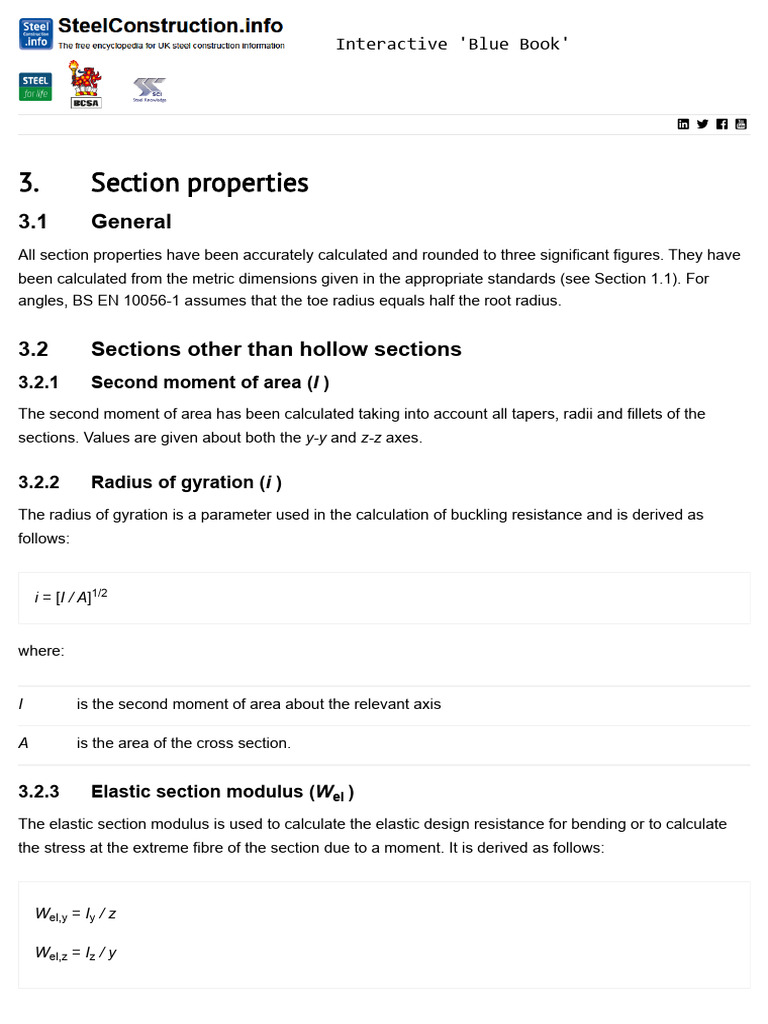 Steel for Life: Section Properties Guide | PDF | Buckling | Young's Modulus