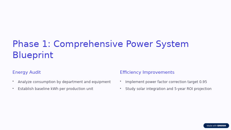 Phase 1 Comprehensive Power System Blueprint | PDF