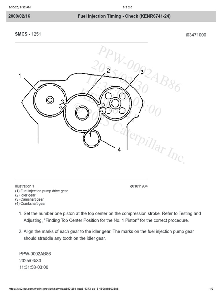 Fuel Injection Pump C4.2 Timming Check Sis 2.0 | PDF