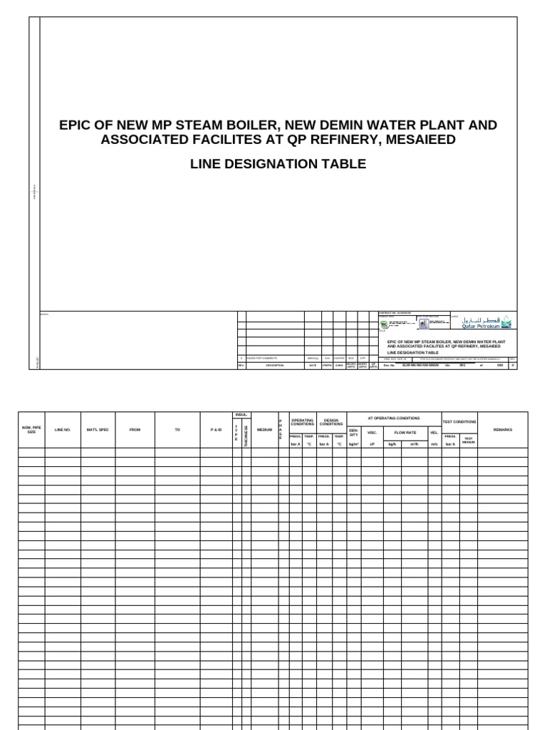 Line Designation Table for QP Refinery | PDF | Steam Power | Energy ...
