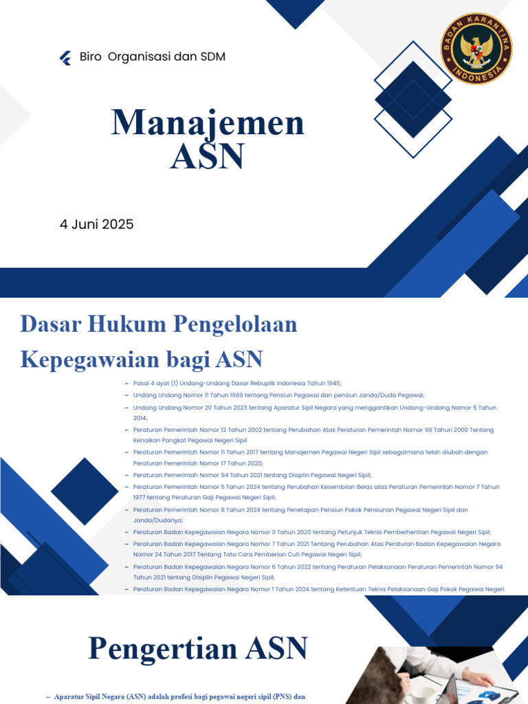 Dasar Hukum Manajemen ASN 2025 | PDF