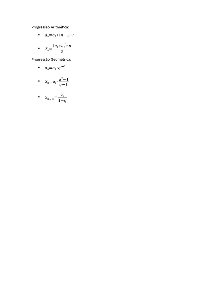 Fórmulas de PA e PG | PDF