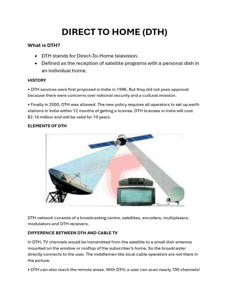 Understanding Direct-To-Home (DTH) TV | PDF | Satellite Television ...