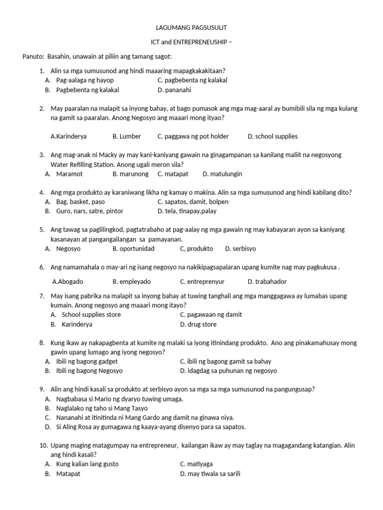 Lagumang Pagsusulit | PDF