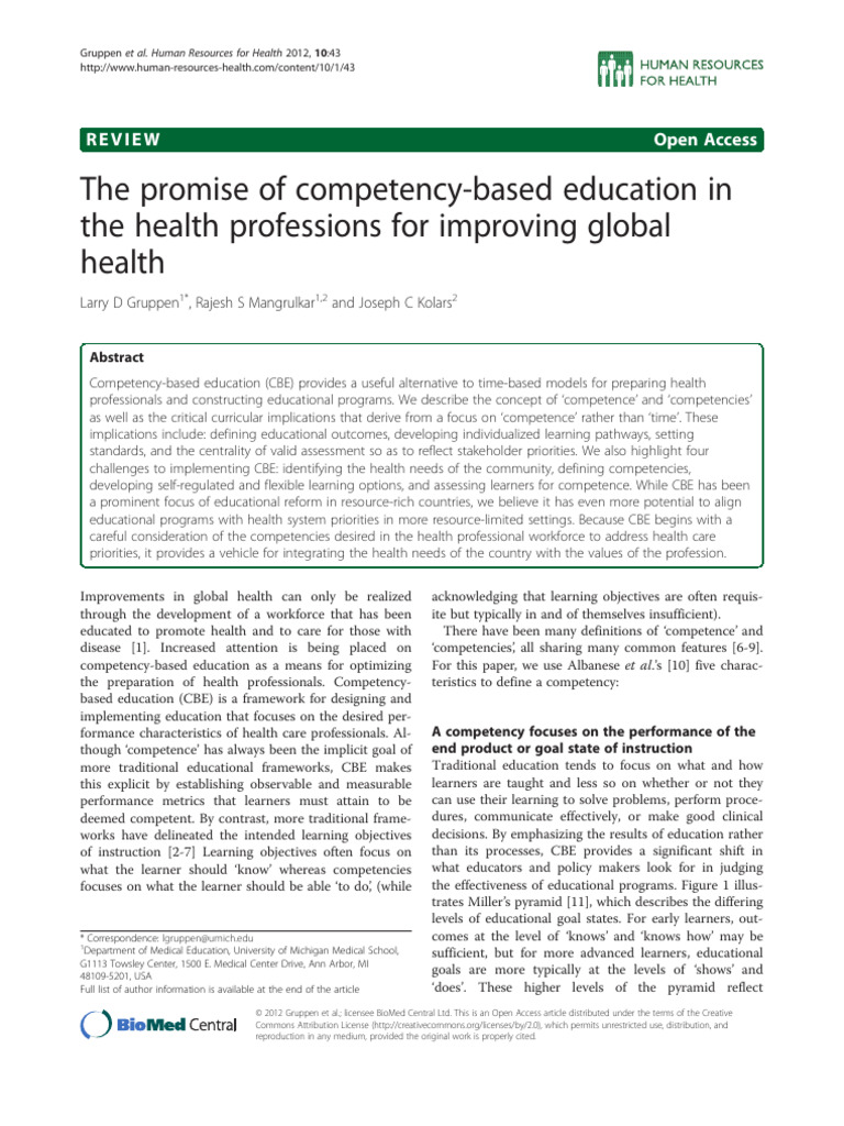 Competency-Based Education in Health Professions | PDF | Curriculum ...