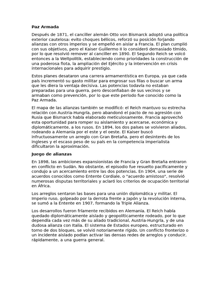 La Paz Armada y sus Consecuencias Europeas | PDF | imperio Alemán ...