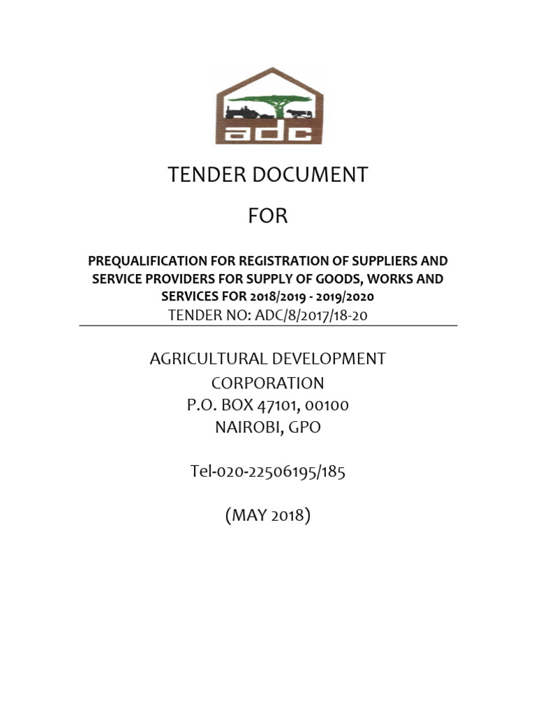 Supplier Prequalification Tender 2018-2020 | PDF | Sole Proprietorship