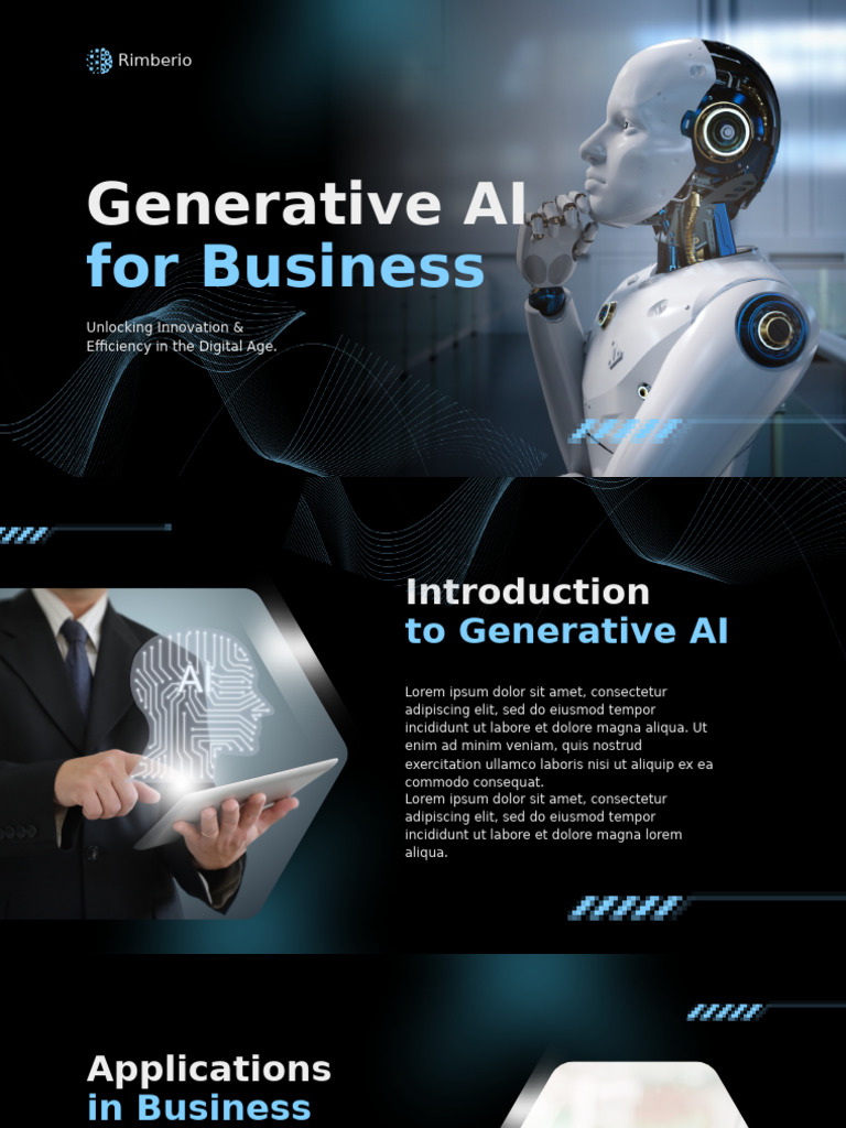 Black and Blue Modern Generative AI For Business Presentation ...