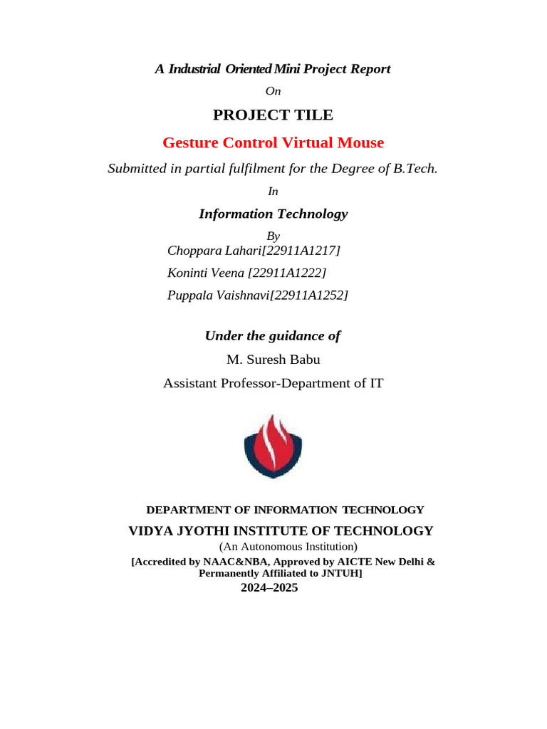 Gesture Control Virtual Mouse Project Report | PDF | Graphical User ...