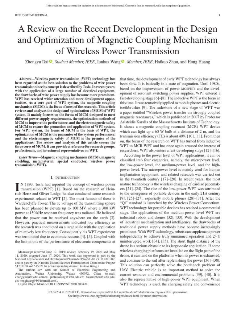 Magnetic Coupling in Wireless Power Transmission | PDF | Metamaterial ...