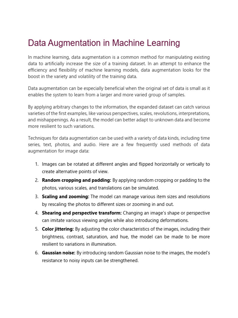 Data Augmentation in Machine Learning | PDF | Machine Learning ...