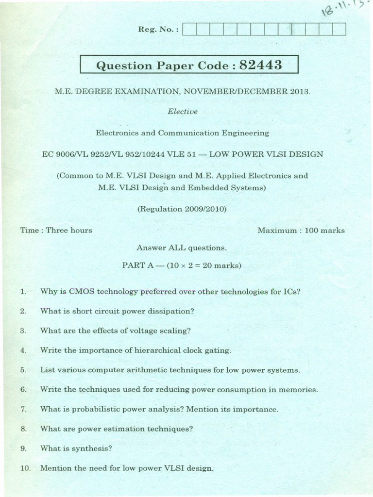 Low Power VLSI Design (2013) | PDF | Cmos | Electronic Circuits