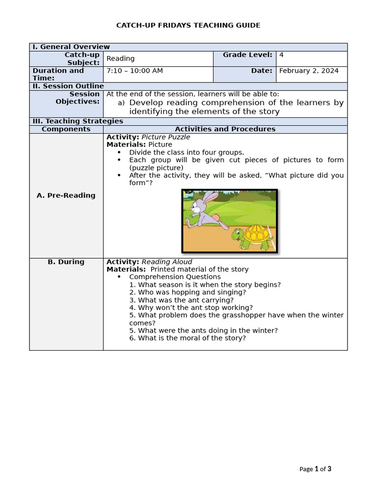 GRADE4-ENG-READING_CATCH-UP-FRIDAY | PDF | Learning