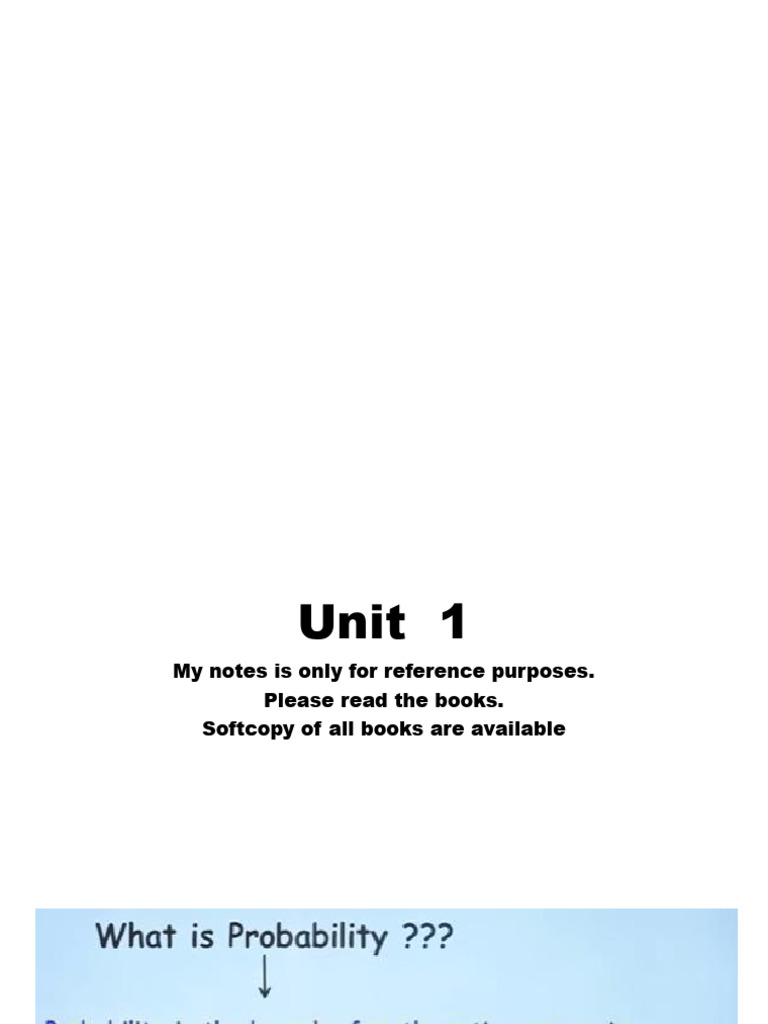 Notes on Ppt Prob and Stat Unit 1 | PDF | Experiment | Probability Theory