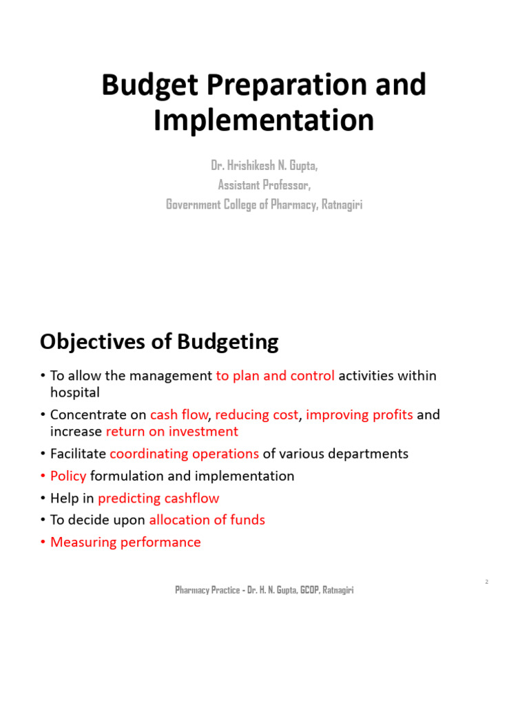 Hospital Pharmacy Budgeting Guide | PDF | Budget | Expense