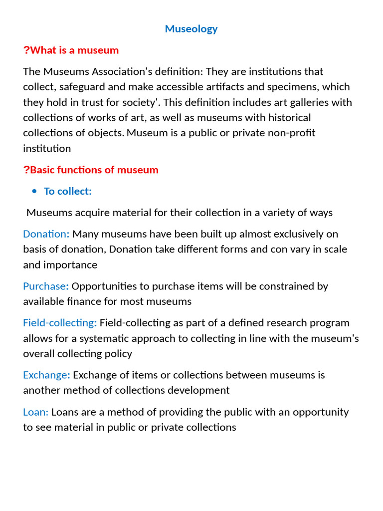 Understanding Museum Functions and Types | PDF | Museum | Museology