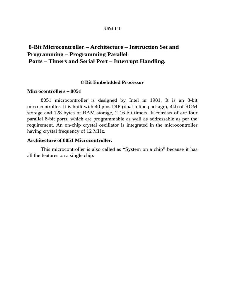 8051 Microcontroller Architecture Overview | PDF | Central Processing ...