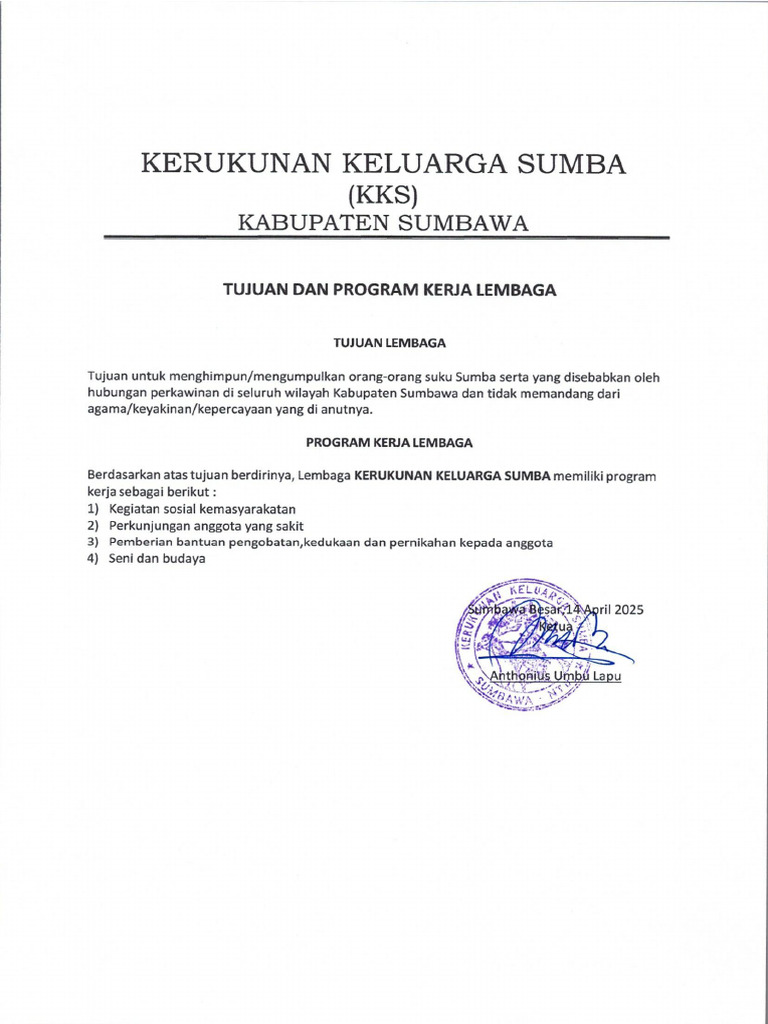 Tujuan Dan Program Kerja | PDF