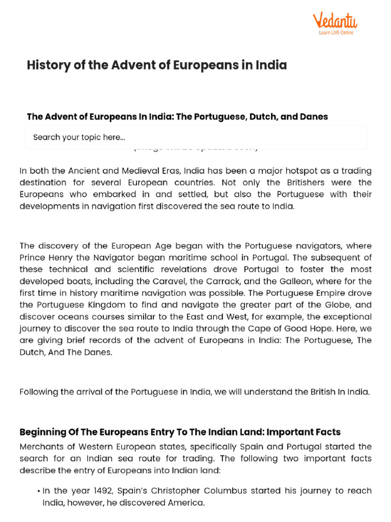 History of The Advent of Europeans in India | PDF