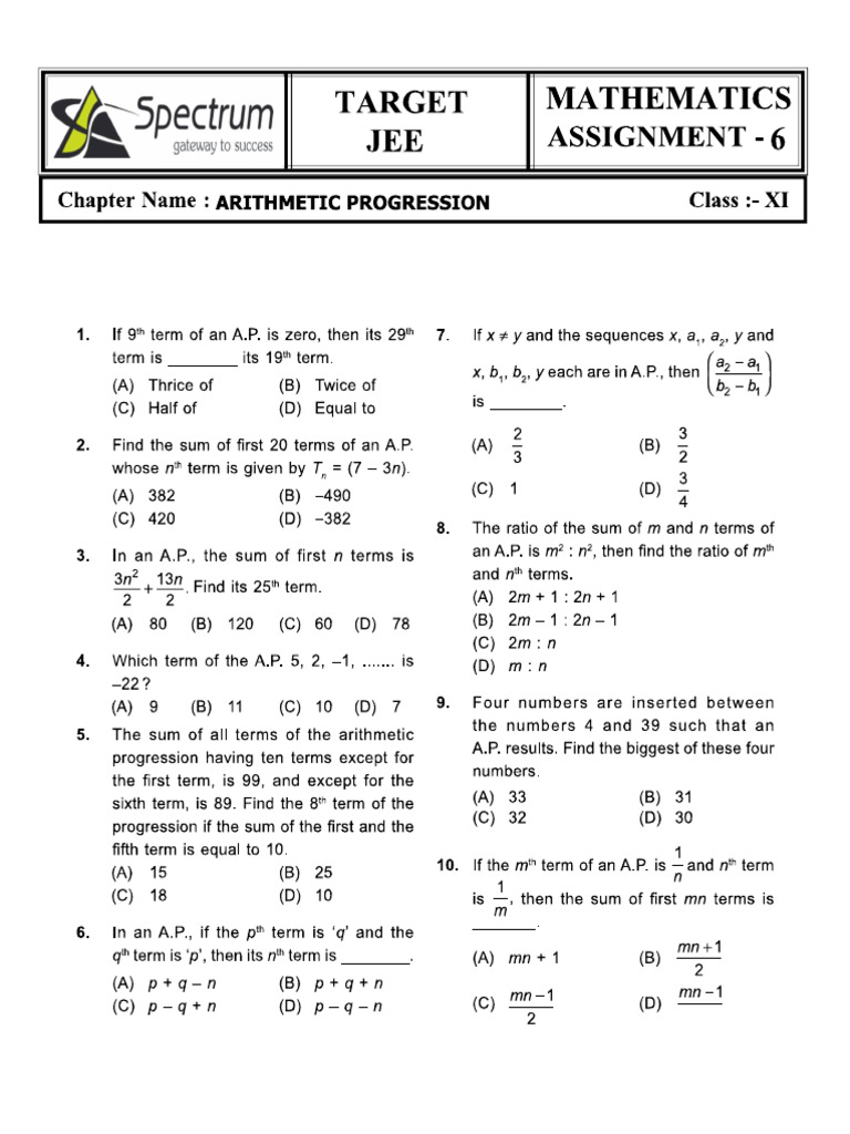 1641929981160assignment-6 Arithmetic Progression | PDF
