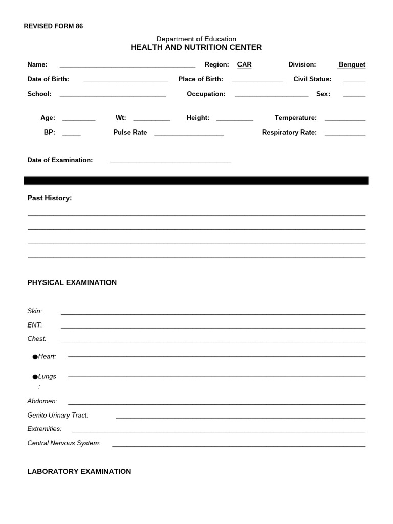 CS FORM 86 Medical Certificate | PDF | Medicine | Clinical Medicine