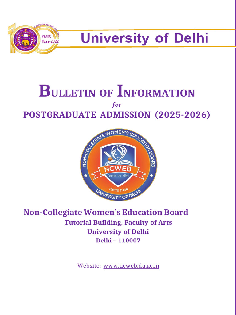 NCWEB PG Admission Bulletin 2025-26 | PDF | University And College ...