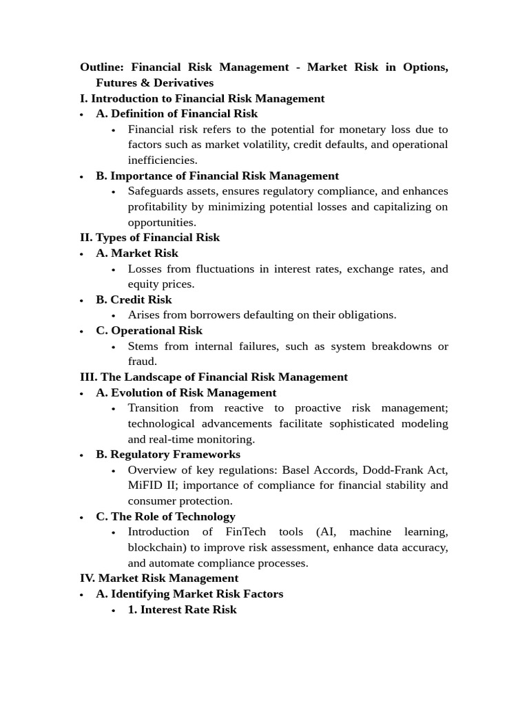 Preview Outline Financial Risk Management Introduction to Financial ...