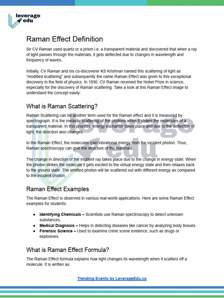 Applications of Raman Effect Explained | PDF | Raman Spectroscopy ...