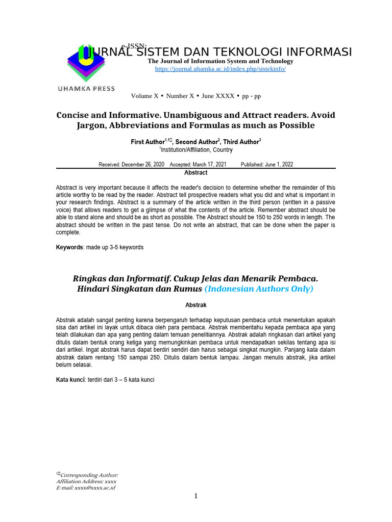 UHAMKA: Journal Abstract Guidelines | PDF