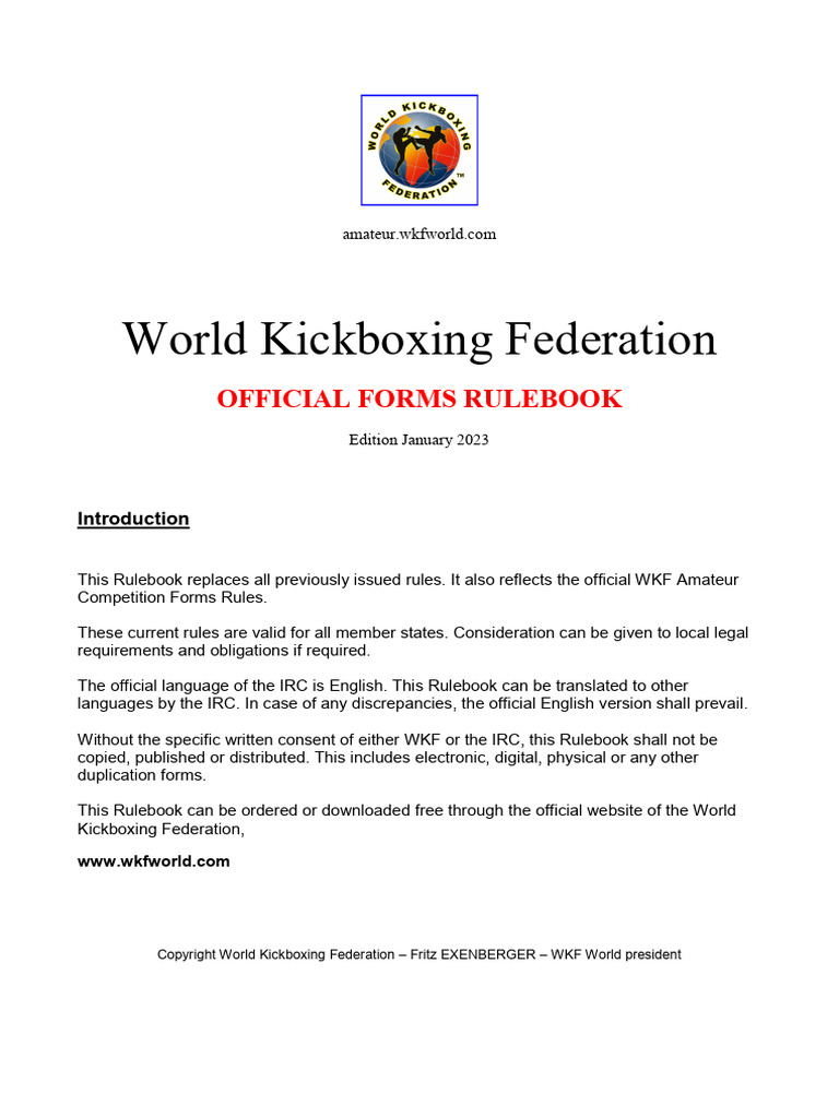 2023.01.01 WKF FORMS Rules | PDF
