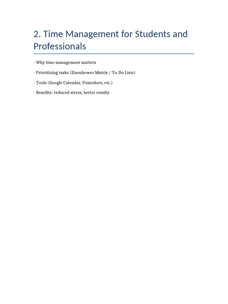 2 Time Management For Students and Professionals | PDF