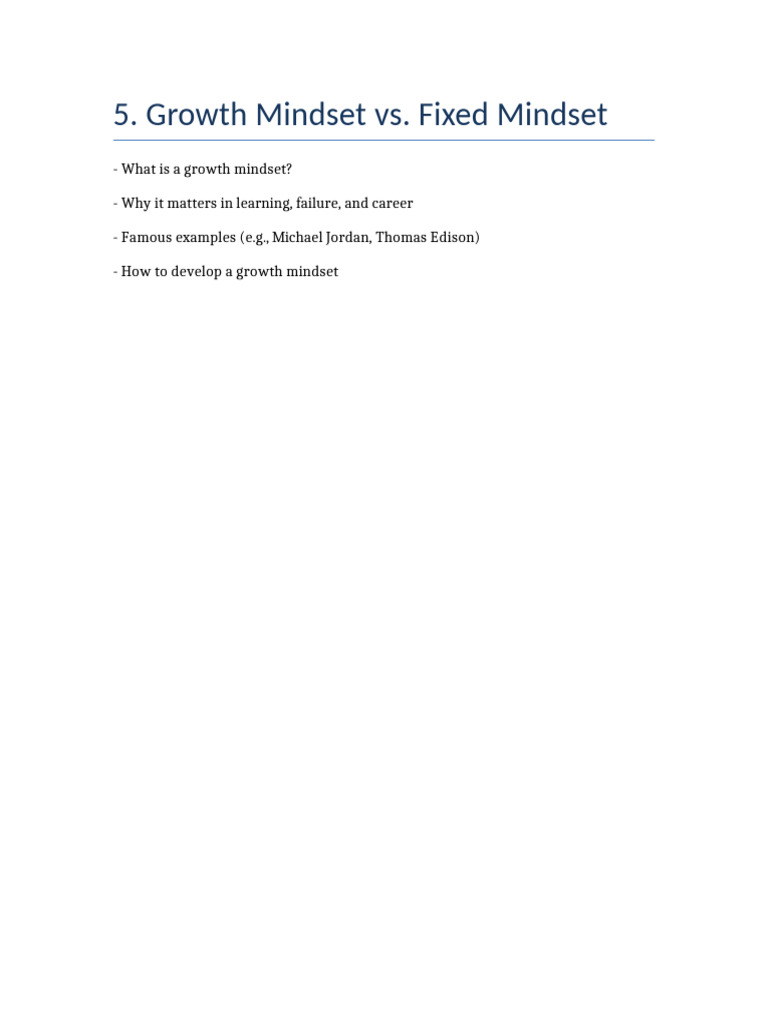 Growth vs. Fixed Mindset Explained | PDF