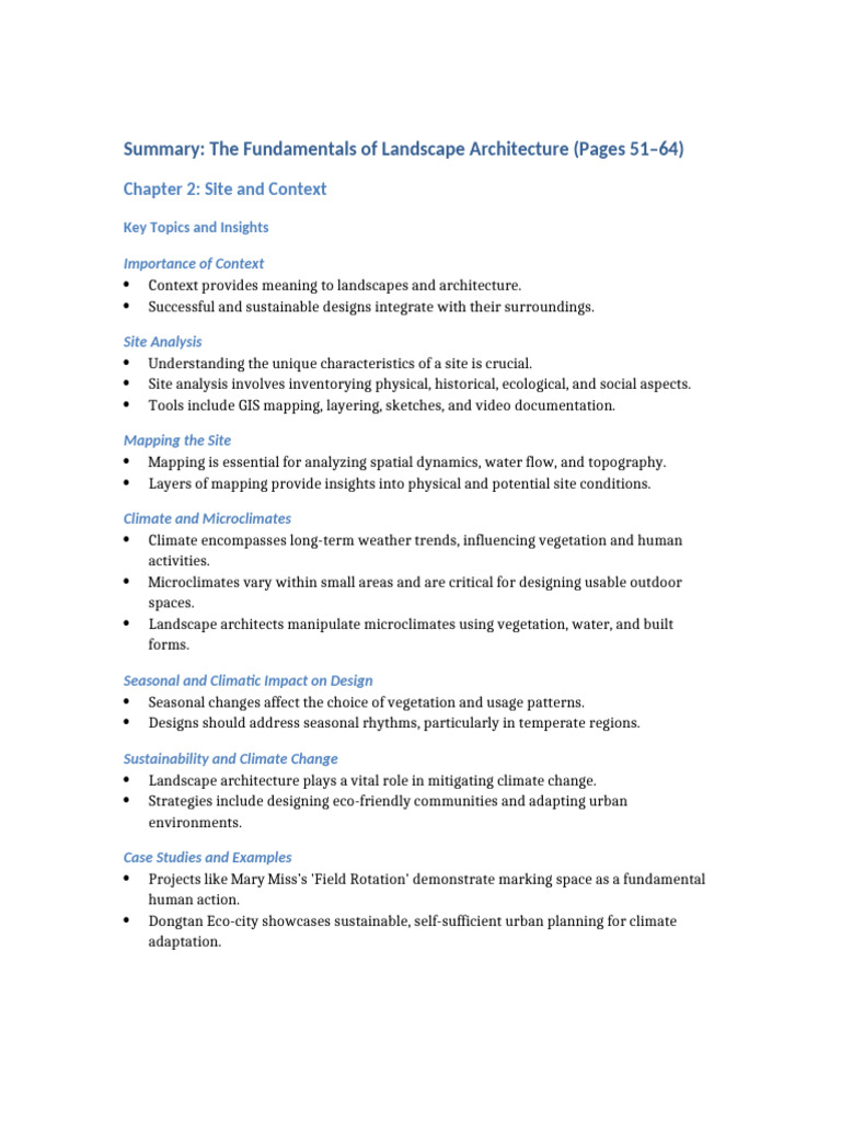 Site Context in Landscape Architecture | PDF