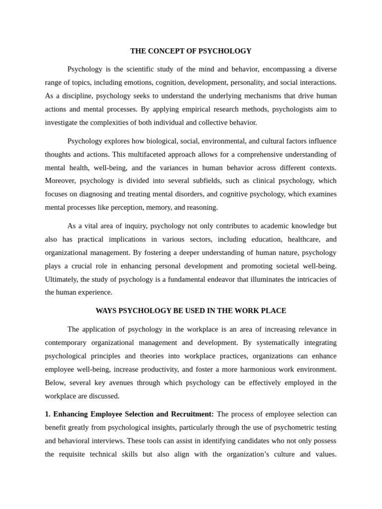 The Concept of Psychology | PDF | Psychology | Motivation