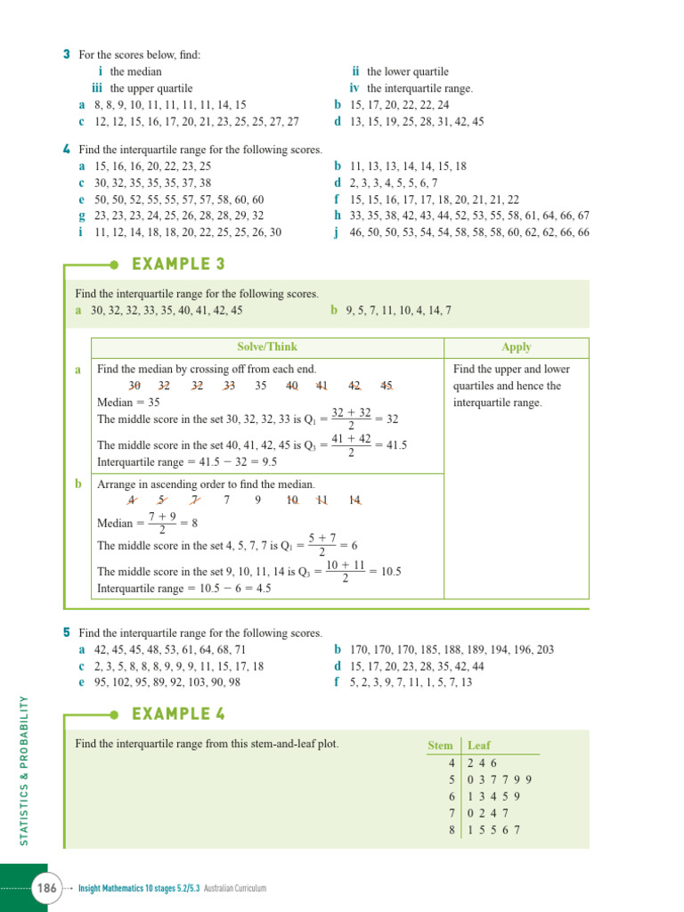 Interquartile Range Calculations Guide | PDF | Quartile | Descriptive ...