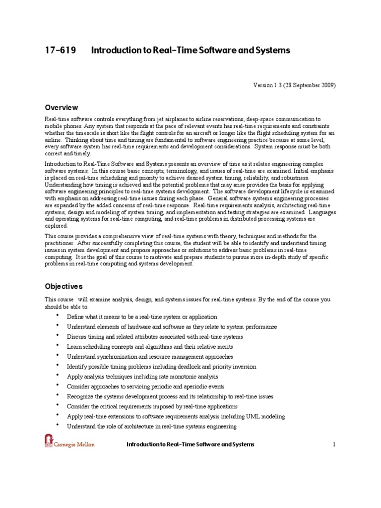 Real-Time Software Systems Overview | PDF | System | Scheduling (Computing)